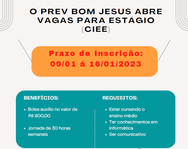 O Prev Bom Jesus abre vagas para estágio CIEE